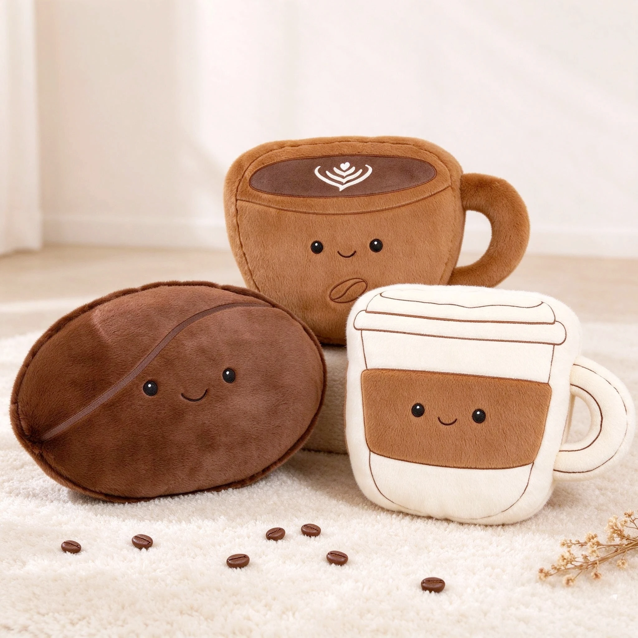 Fun Coffee Series Plush Toy Coffee Bean Cup Pillow Kawaii Healing Cushion Cozy Coffee Cup Plush Pillow Cute Ornament Home Gift