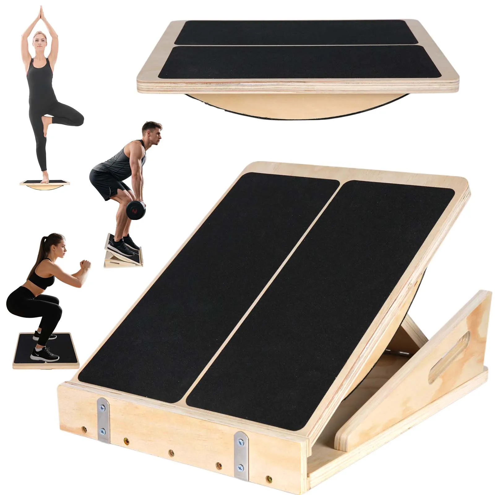 Planche d'inclinaison pliable en bois réglable pour étirements des mollets et des chevilles, équipement de fitness pour entraînement pliométrique et d'équilibre à domicile