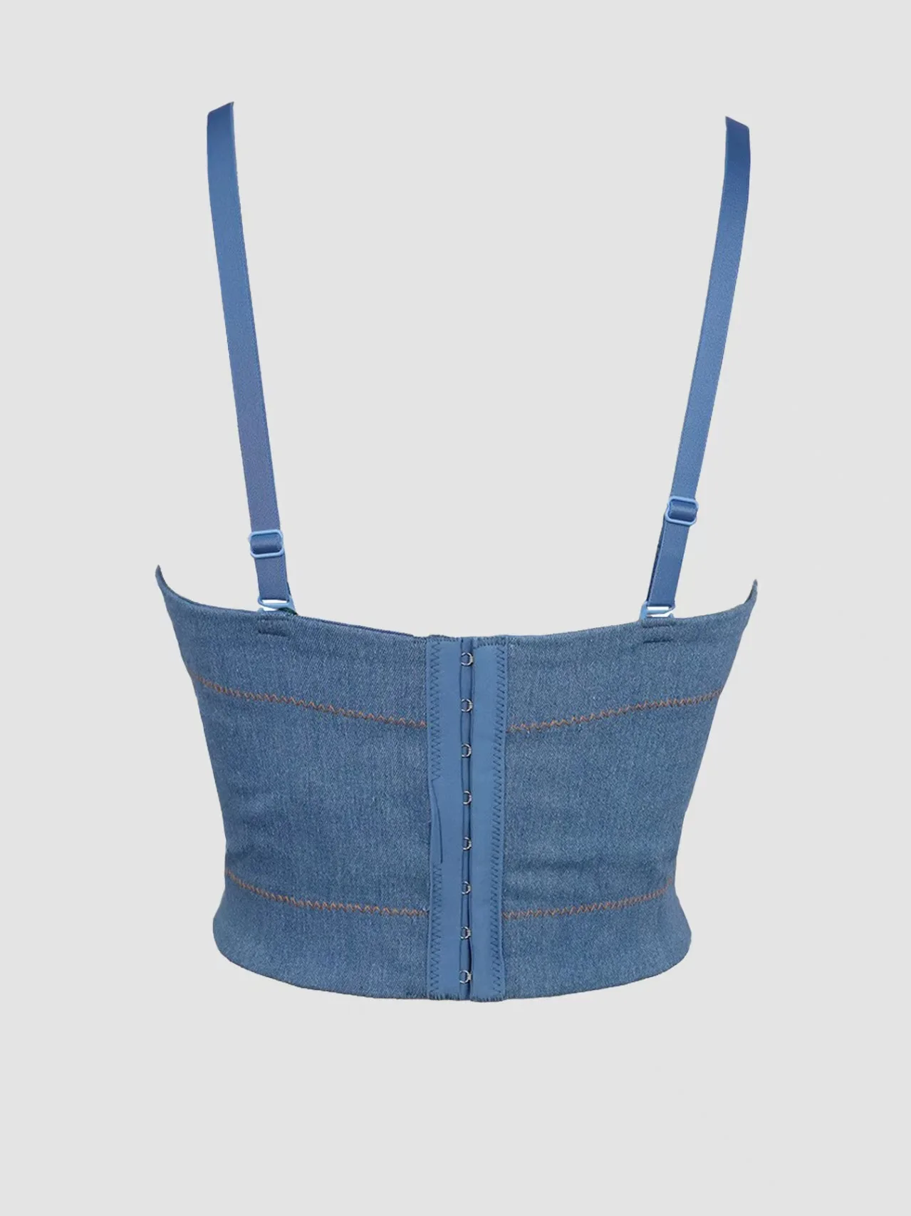 Retro French slim vest female fishbone bra elastic denim handmade nail diamond suspenders high quality beautiful back suspenders