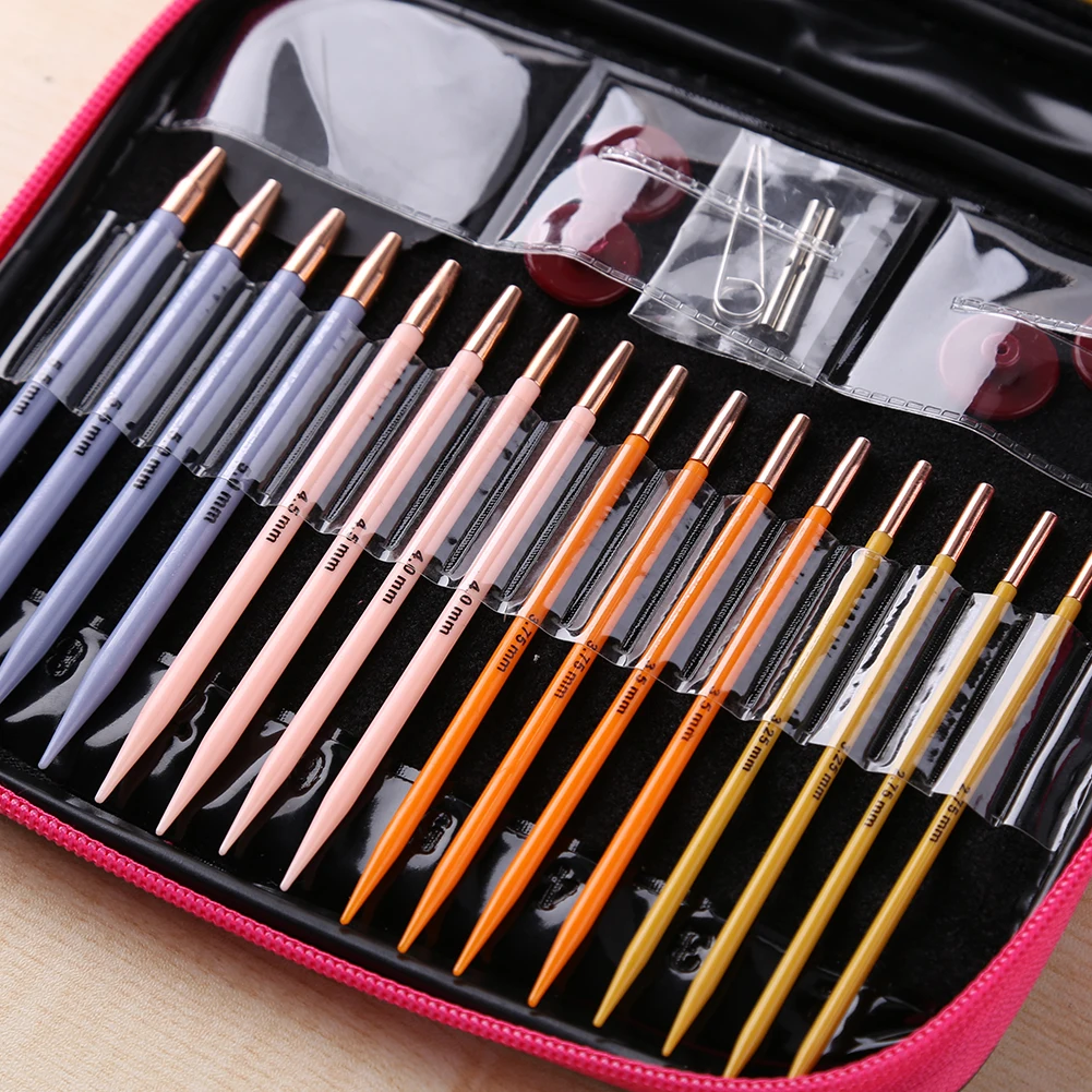 Crochet Hook Circular Knitting Needles Set with Case DIY Art Craft Weaving Sewing Stitches Tools Crochet Needle Knitting Tools