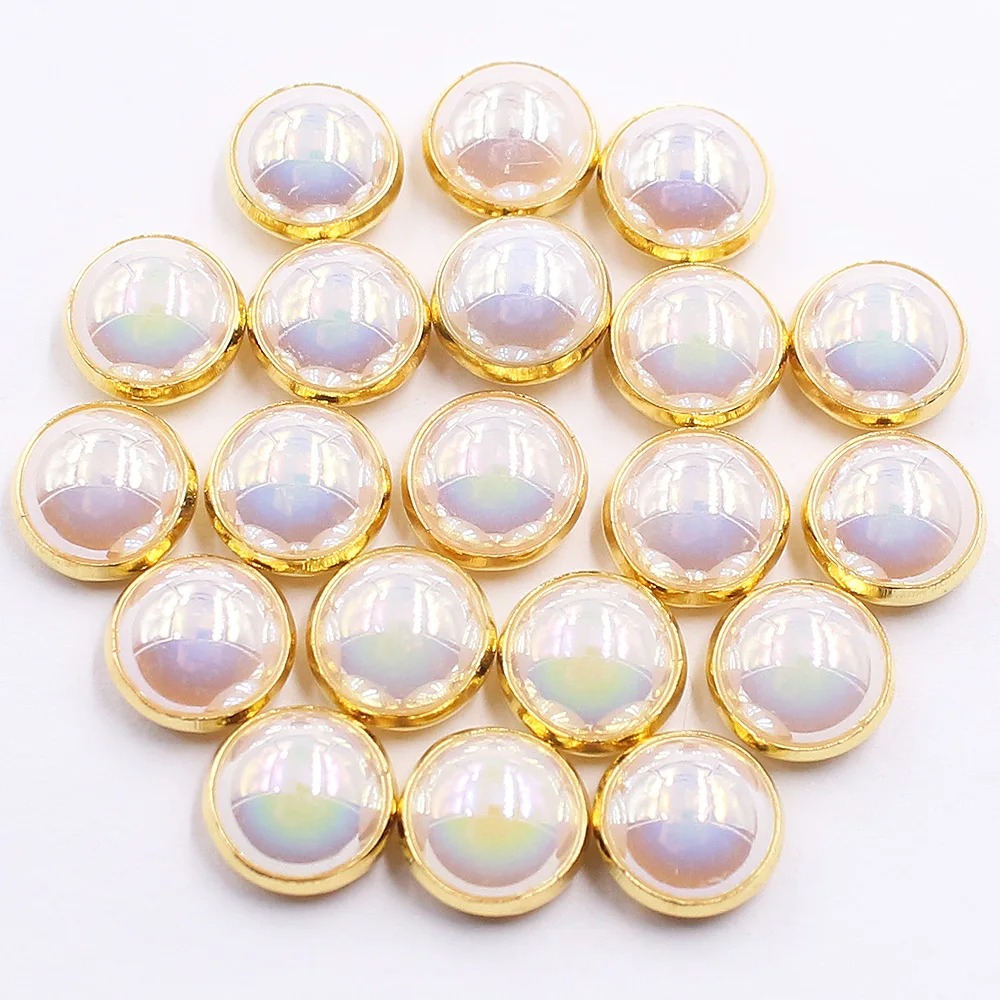 6mm-12mm Round Flatback Hemmed Claw Sew On Pearl Rhinestones Beads Shiny Pearl Crystals Stones Sewing Accessories Fabric Button