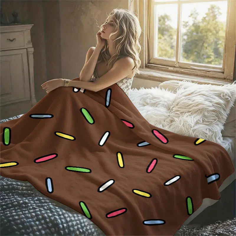 Colorful Donut Sprinkles Flannel Blanket Warm Soft Halloween Christmas Decorative Couch Warm Cozy All-Season Gift