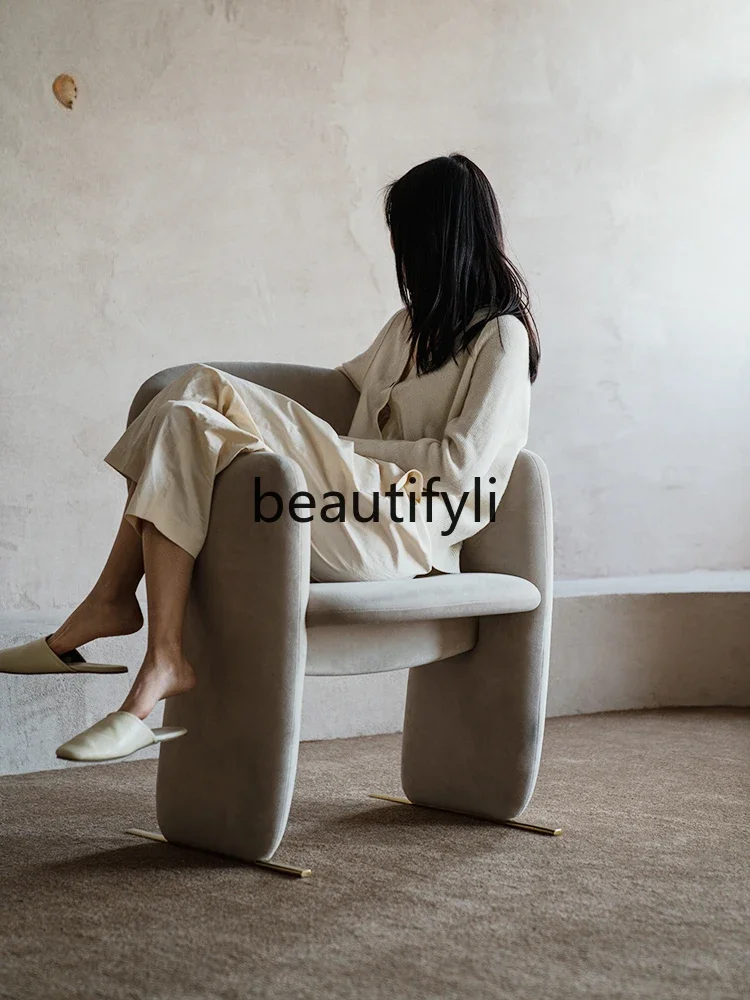 Stone fun chair, simple velvet Nordic style single creative sofa chair living room bedroom