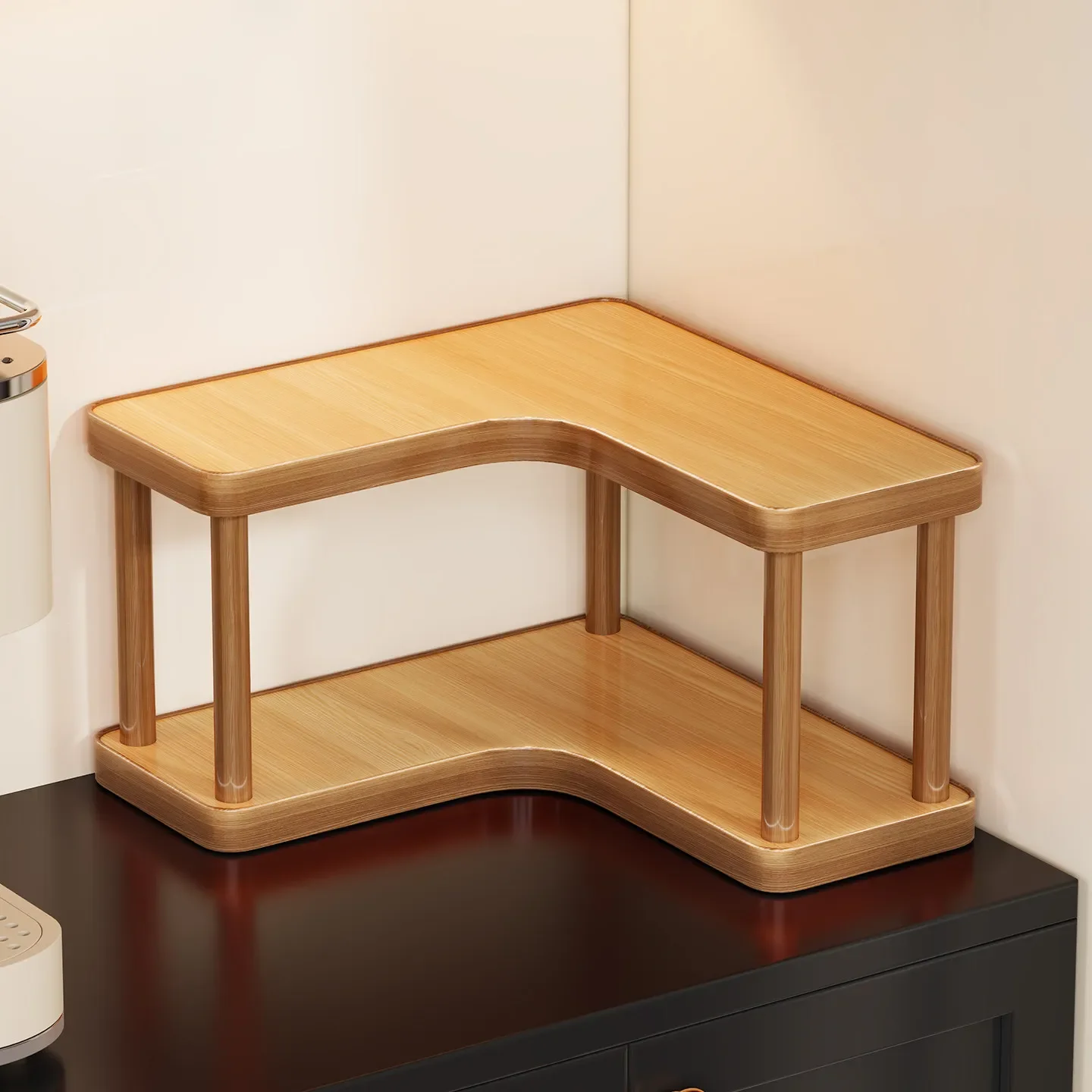 Wooden Corner Display Rack Multifunctional Earrings Perfumes Sundries Storage Shelf Kitchen Organizer Room Accessories