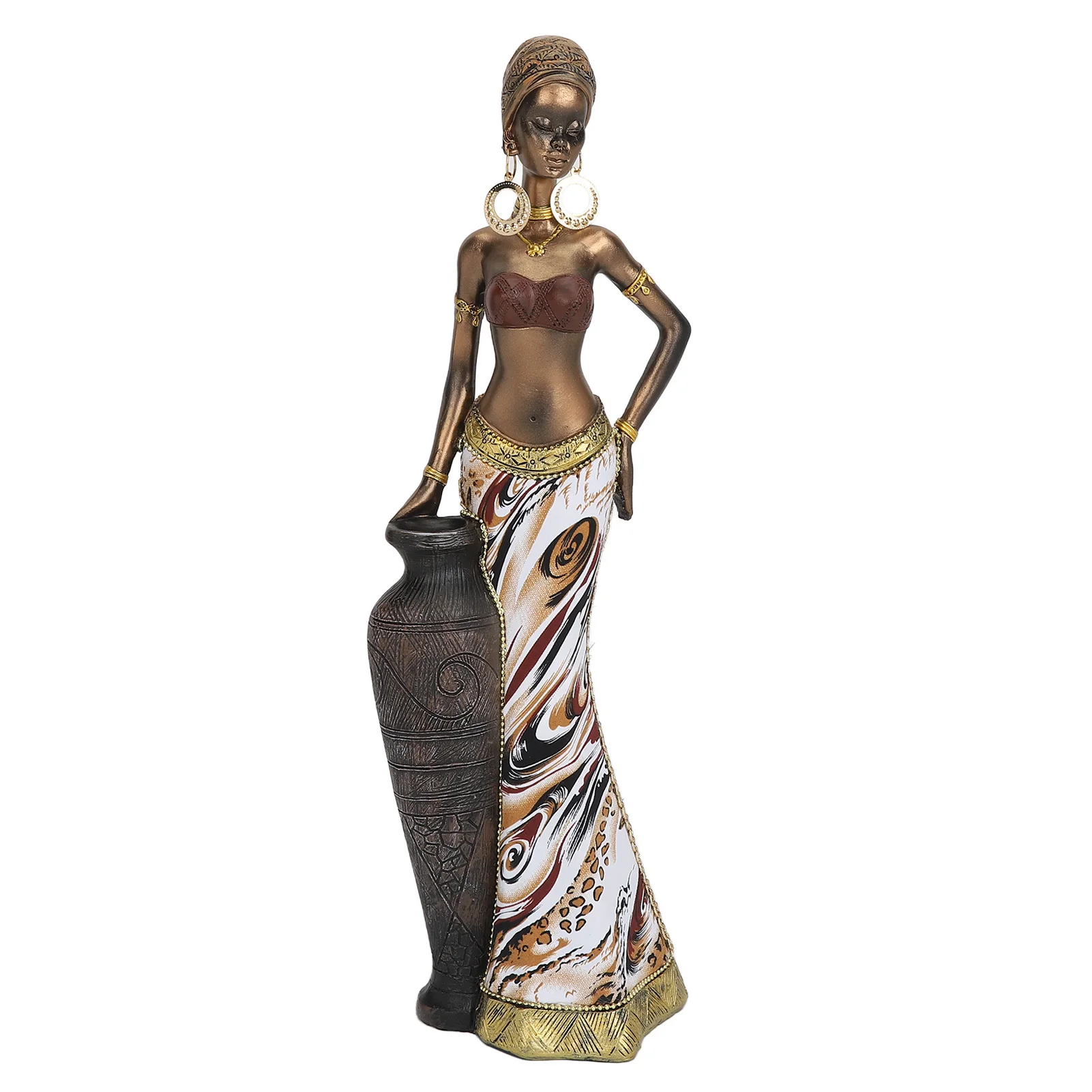

Resin African Statue Retro Lifelike Appearance Durable Vivid Colors African Sculpture For Office Car Home Decoration