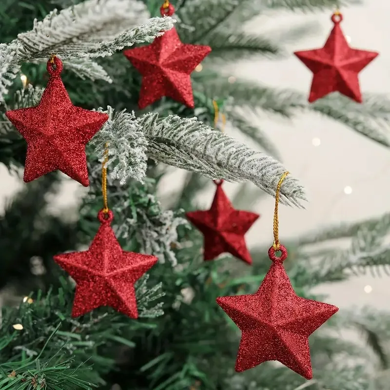 Weihnachtsdekorationsanhänger, Weihnachtsbaumschmuck, goldener dreidimensionaler Sternanhänger