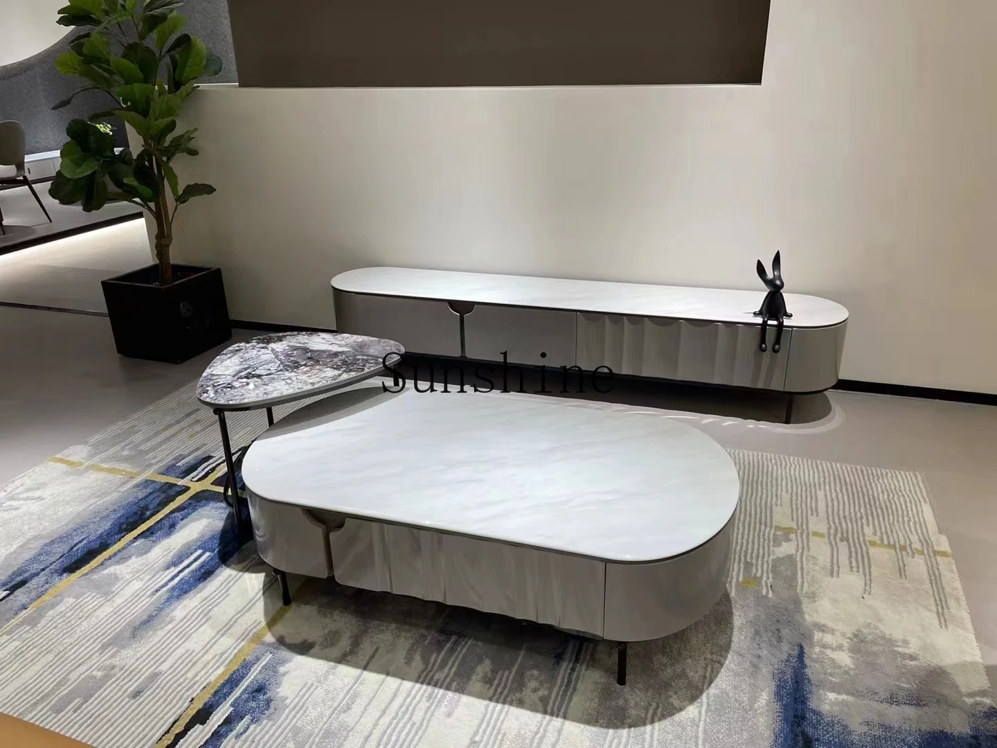 Minimalist coffee table small apartment large flat jazz white coffee table