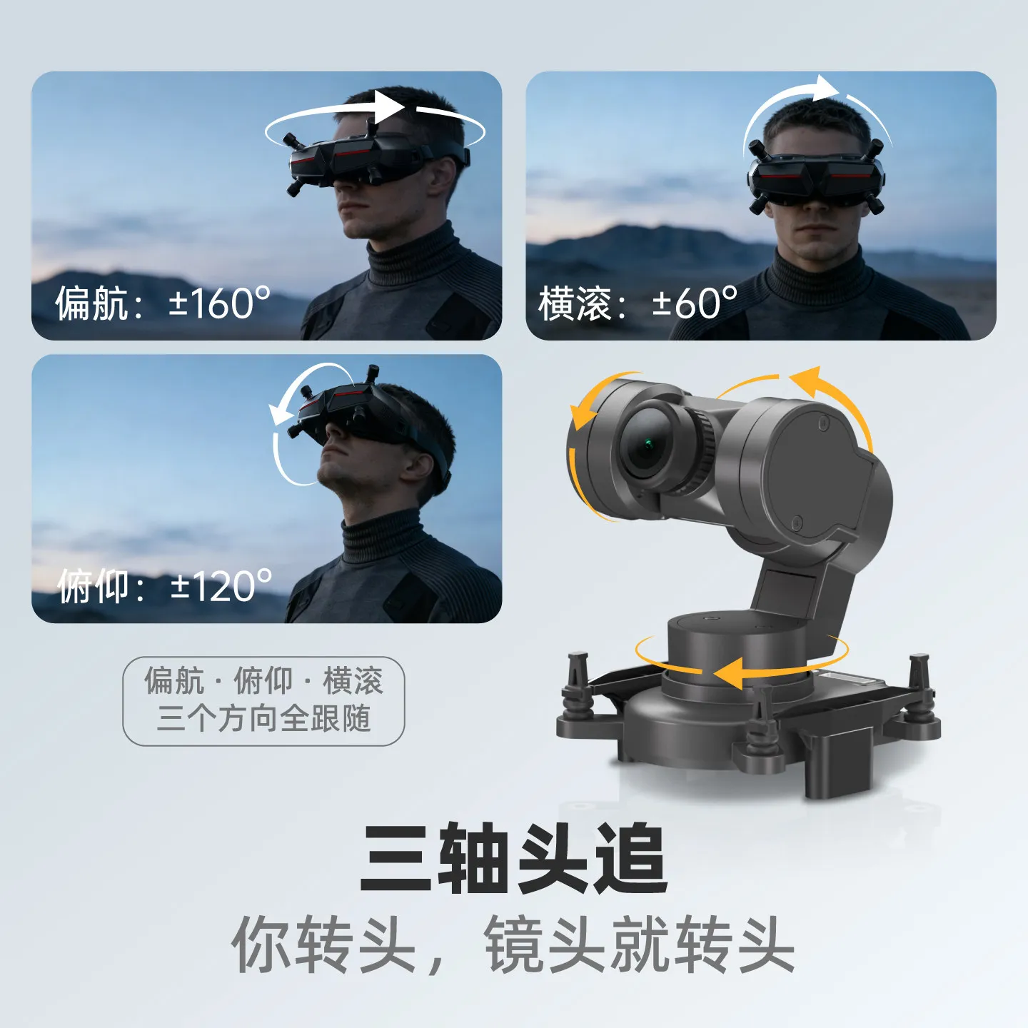 CADDX GM3V2 3-Axis Head Tracking Gimbal Ultra Light 48g Stabilizer for FPV Drone RC Car Fixed Wing Aircraft Accessories