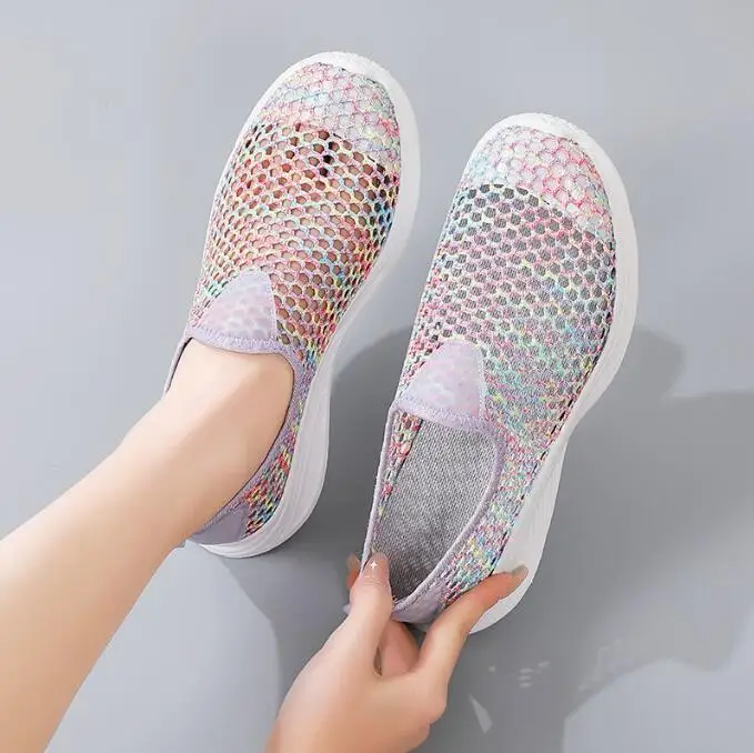 Women Shoes Summer Mesh Breathable Shoes Woman Shoes Fashion Sneakers Soft Comfortable Slip On Women\'s Shoes