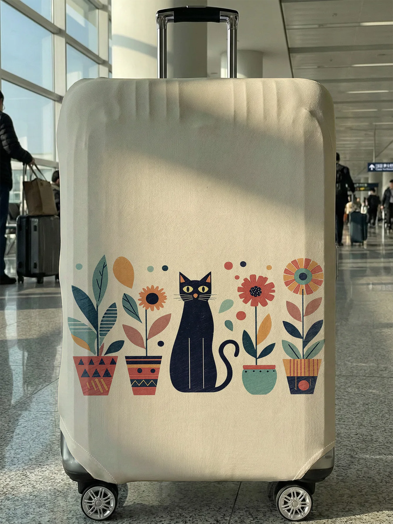 

Защитный чехол для багажа Black Cat Flower, подходит для чемоданов 18-32 дюймов, чехлов для ручек чемоданов, дорожных аксессуаров.