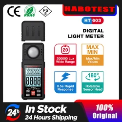 HABOTEST HT603 Light Meter 200000 Lux Digital Illuminance Meter with Ambient Humidity and Temperature Meter Lux Meter