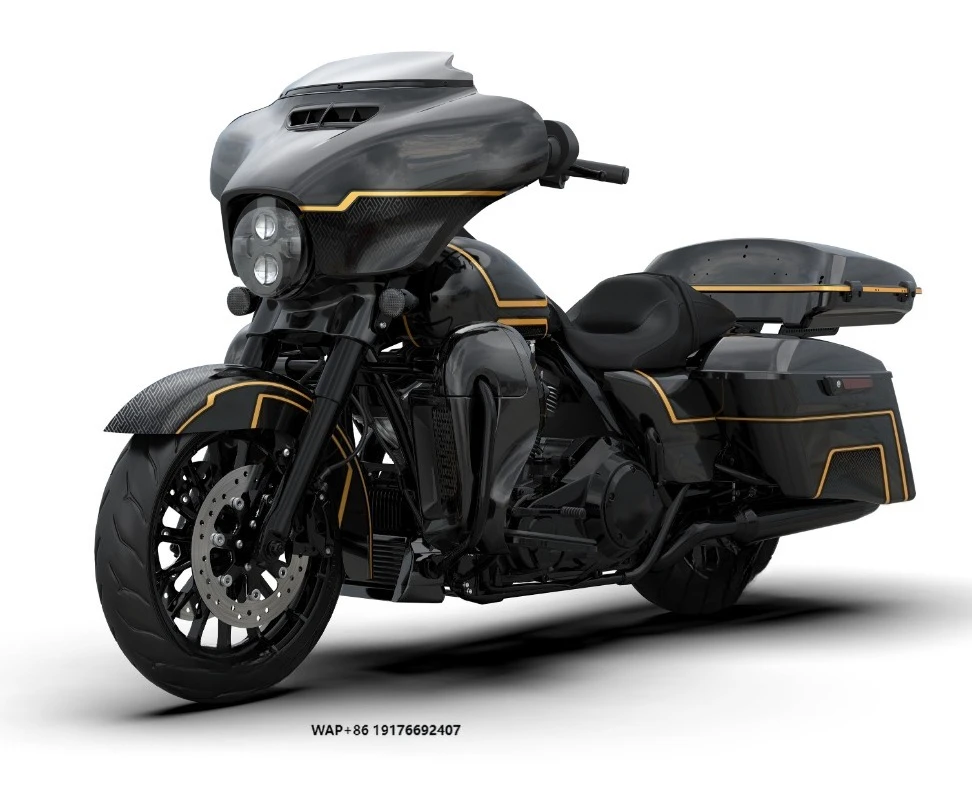 HR3 Gold Black Geometric Shape Fade Fairing Kit Bodywork Saddlebag Fender Gas Tank Fit for Street Glide CVO 14-20