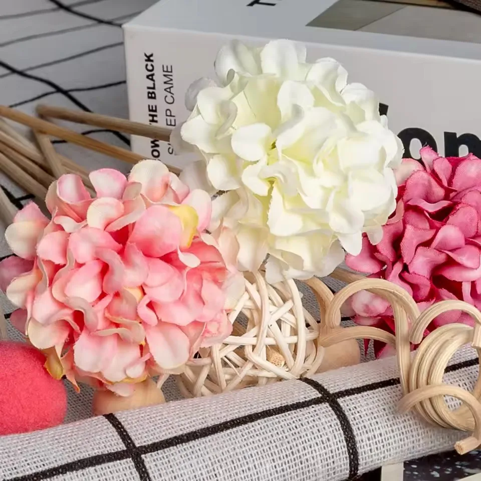 NEW 11Pcs Hydrangea Flower Rattan Sticks Champagne/Pink - Flameless Fragrance Diffuser for DIY Home Decor & Ornaments