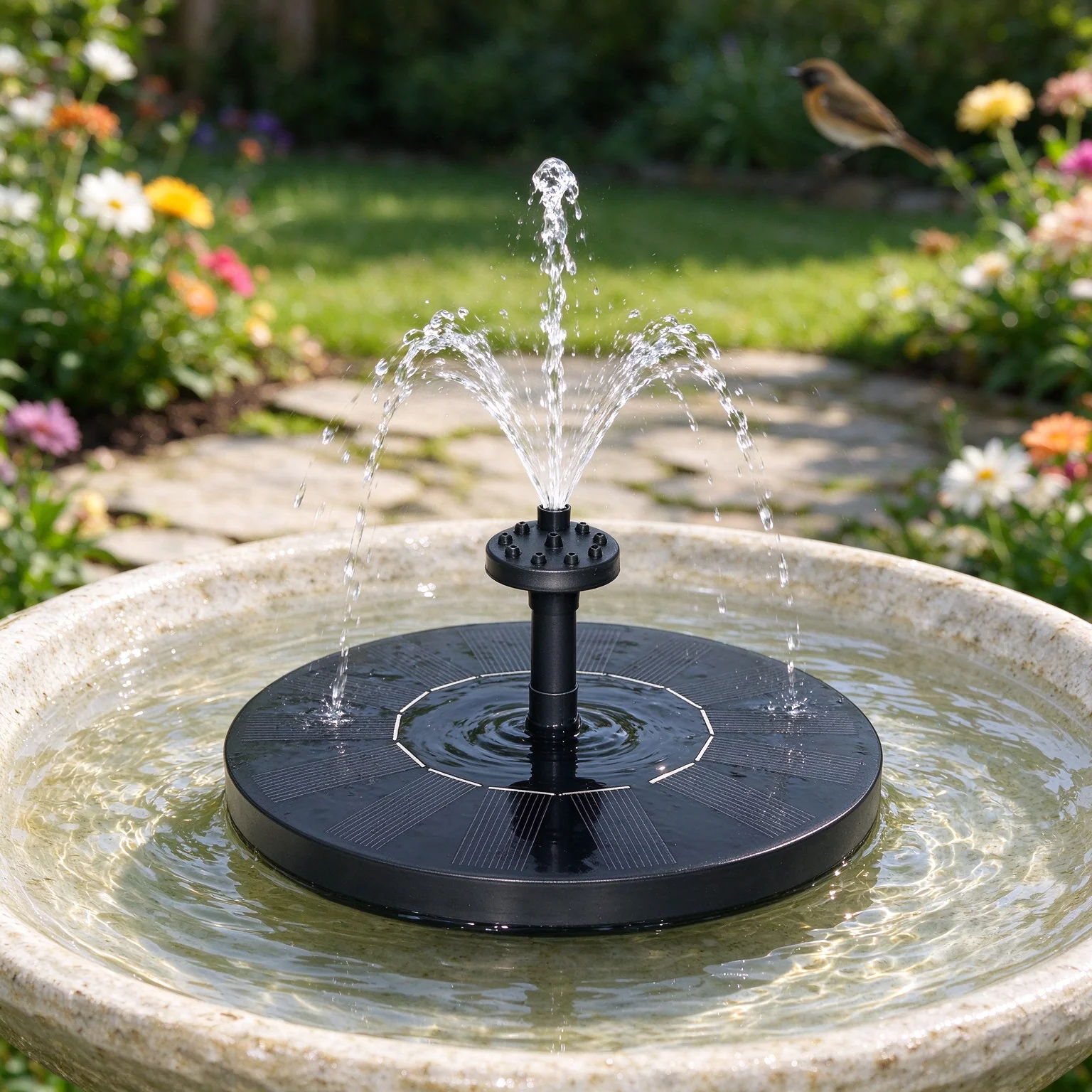 Mini Solar Powered Floating Water Fountain, Outdoor Bird Bath Waterfall Fountain, Garden Pond Pool Decoration