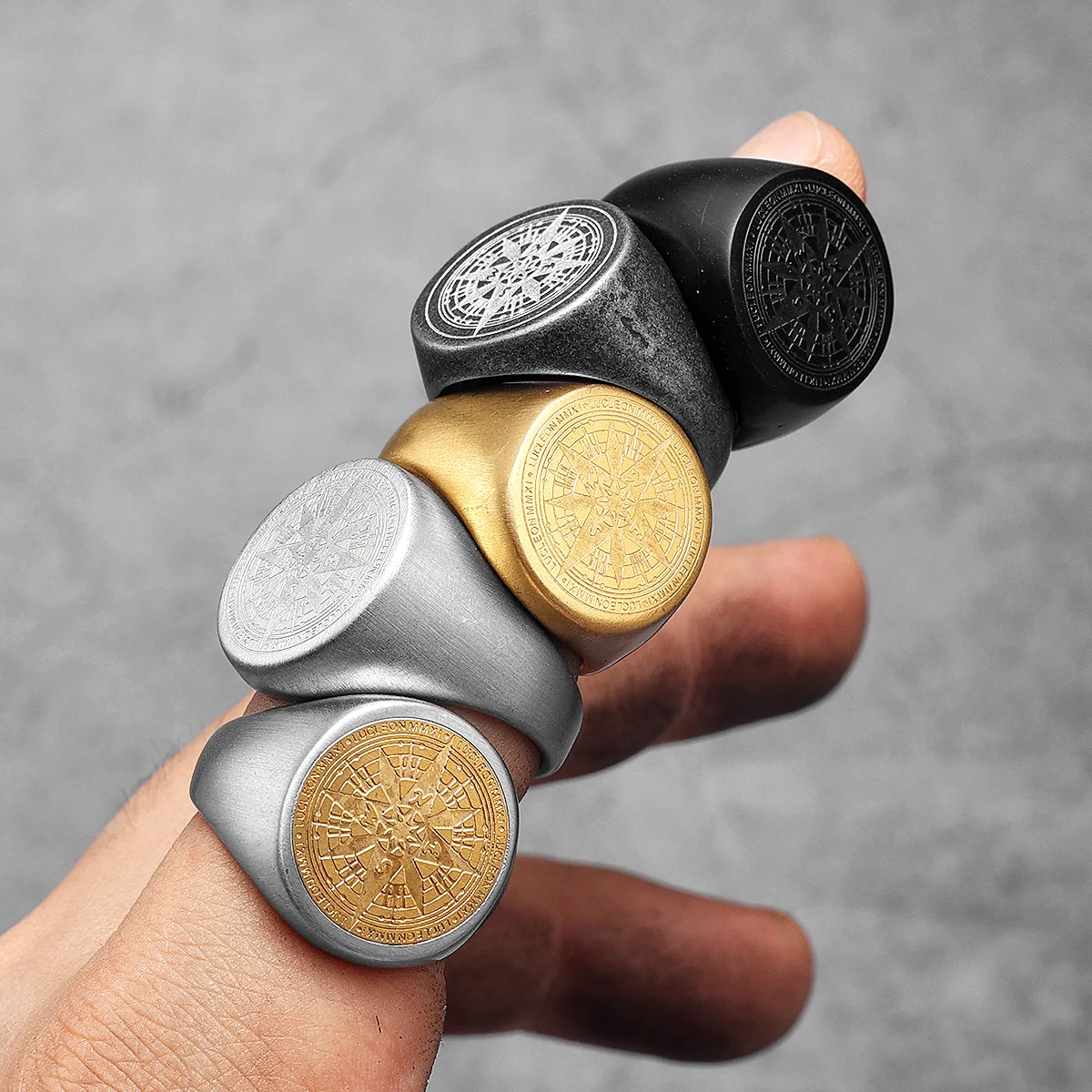 Simple Compass Men Rings Stainless Steel Women Jewelry Vintage Black Punk Rock Cool Stuff Fashion Accessories Gift Wholesale