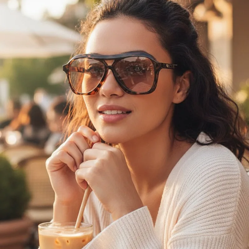 نظارات شمسية بيضاوية بإطار كامل للتصوير الفوتوغرافي في الشوارع بجسر مزدوج للنساء نظارات شمسية عصرية مع حماية من الأشعة فوق البنفسجية 400 طراز عتيق #4