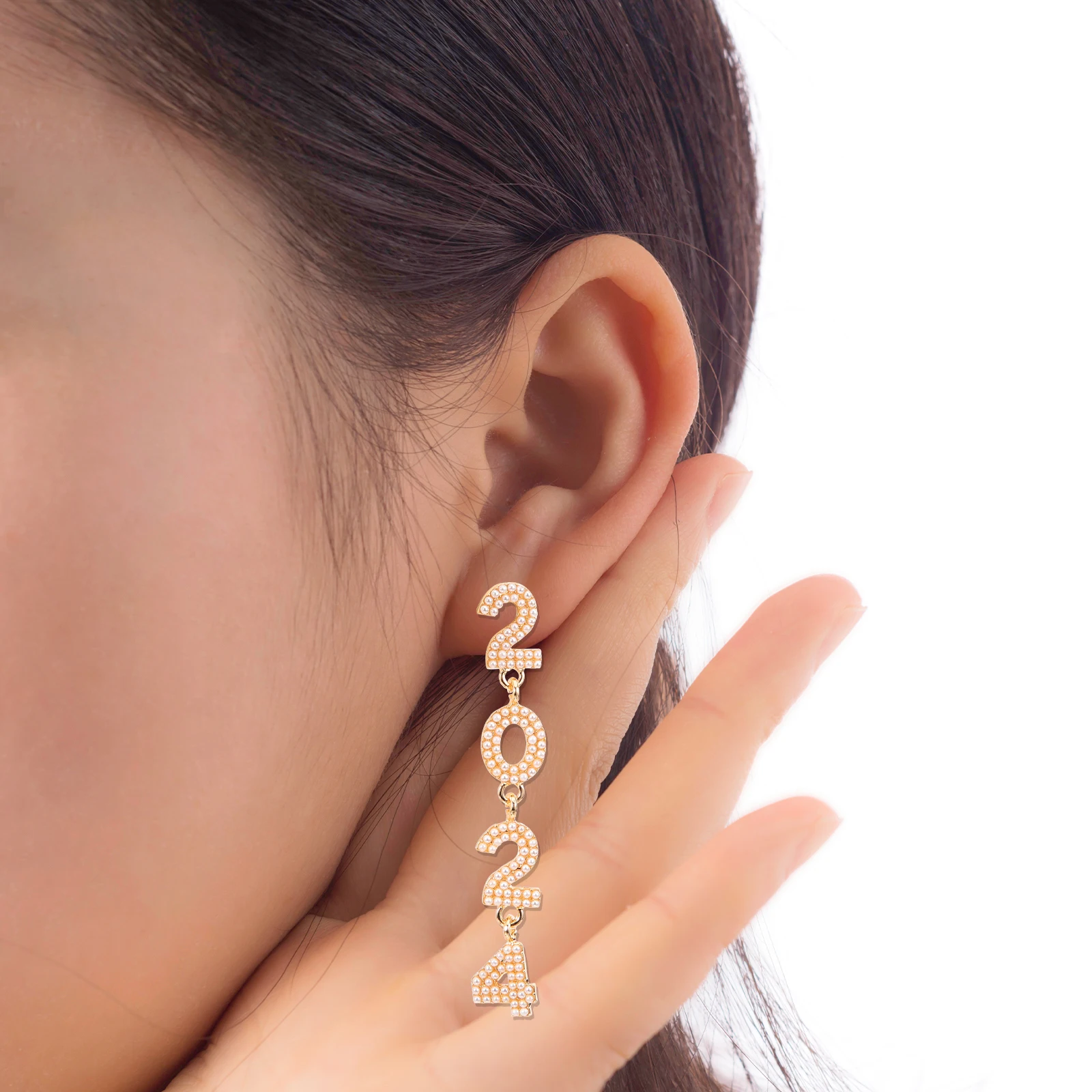 

2024 Pearl Earrings White Color Pendant Drop Fashion Accessories Celebration Gifts Women Dangle CharmAlloy Number