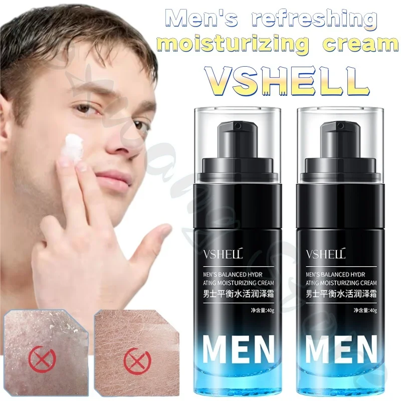 

VSHELL Men's Cream Hydrating Moisturizing Soothing Brightening Skin Tone Refreshing and Non-greasy Men's Moisturizing Cream 40g