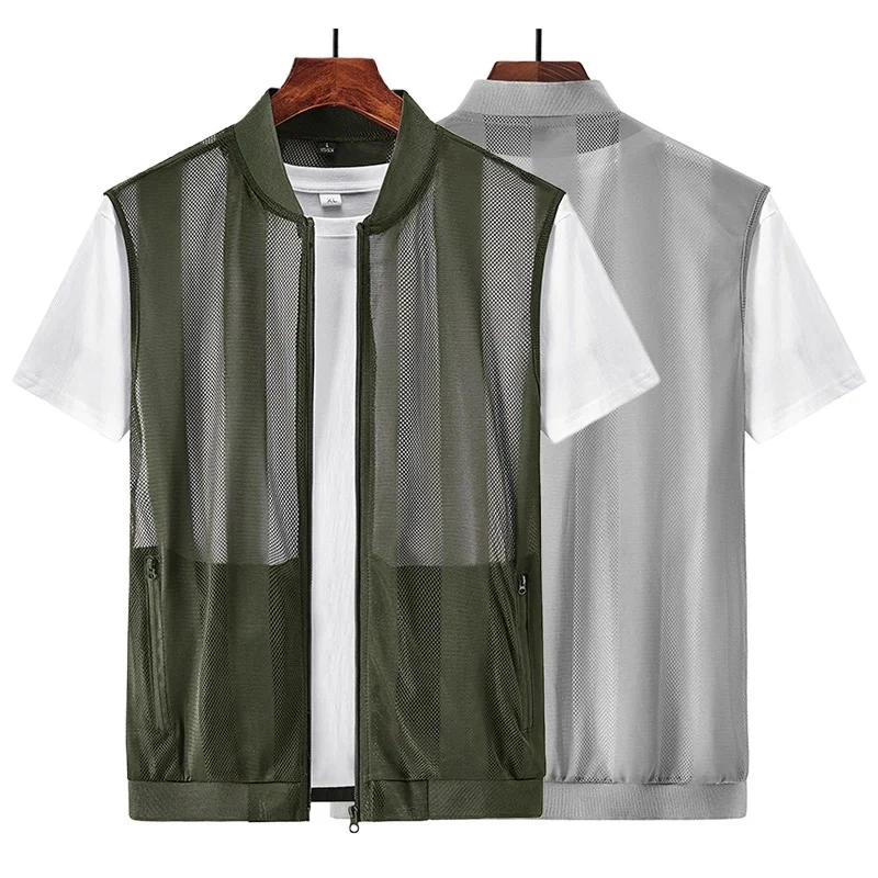 

Summer New Ultra-Thin Men's Vest Sleeveless Shoulders Quick-Drying Breathable Jacket Outdoor Climbing Fishing Leisure Undershirt