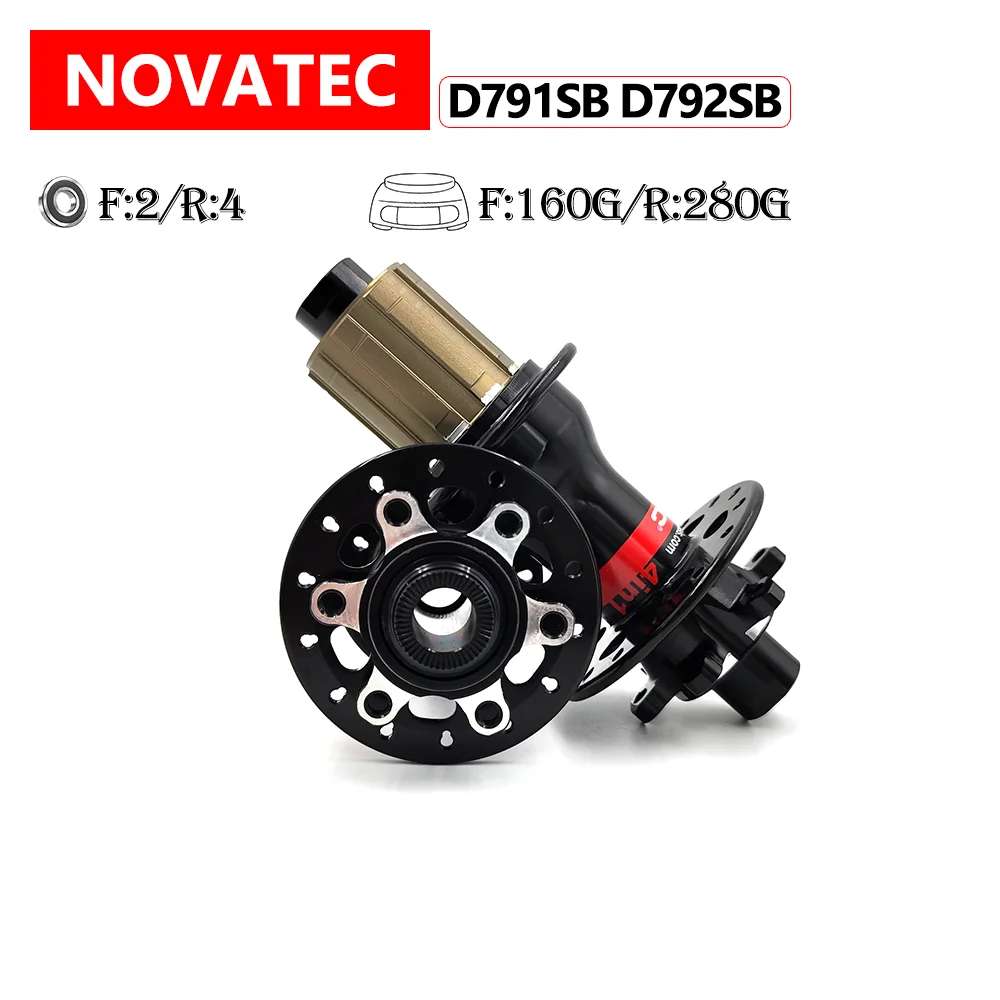 Cubo de Bicicleta Novatec D791SB D792SB de 6 Parafusos 24h 28h 32h para MTB e Estrada, Frente com Eixo QR 9mm 12mm 15mm, Traseira com Eixo QR 12mm HG XD XDR MS Freehub