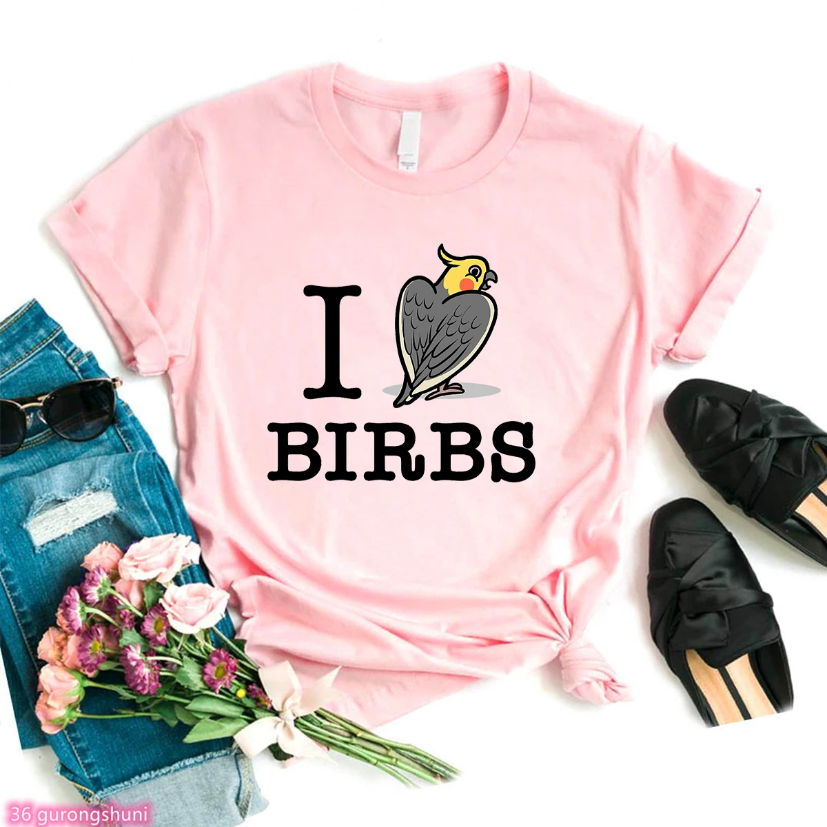 I Just Really Like Bird Graphic Print T shirts Women Bird Lover Print Femme T-shirt Fashion Harajuku Kawaii Women's Tshirt Tops