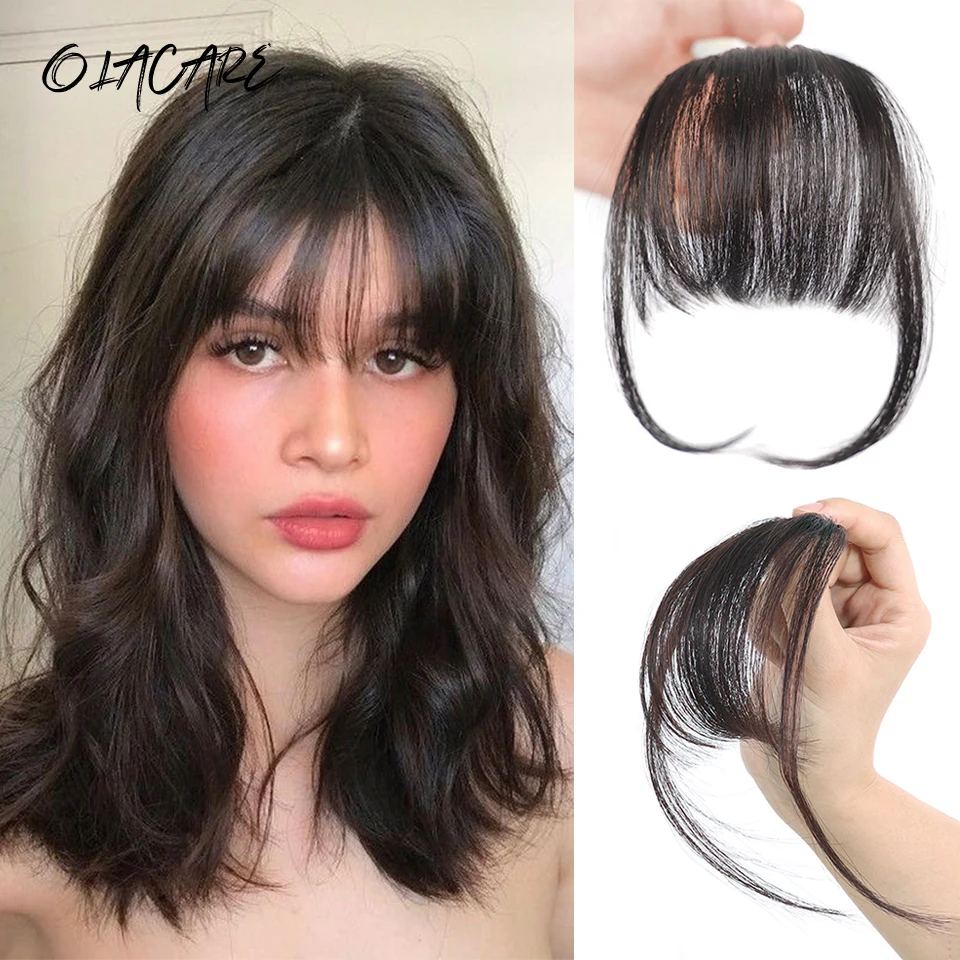 

Synthetic Hair Clip In Bangs Brown Colored Invisible Front Fringes Clip in Hair Air Bangs Natural Black Fake Hair Bangs For Girl