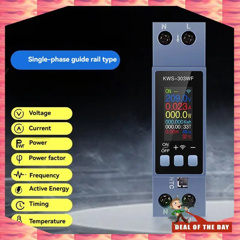 Entrega en 24 horas 5X TUYA WIFI medidor de energía montaje en carril Din voltímetro Digital amperímetro vatímetro AC 100-290V Kwh medidor de potencia remoto