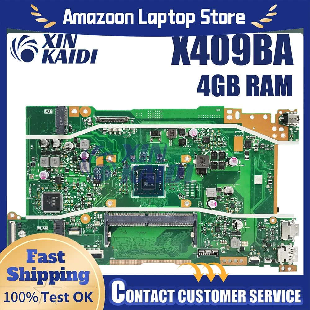 

Материнская плата для ASUS VivoBook D409BA M409BA M509B X409B X409BA X509B X509BA, материнская плата для ноутбука, процессор A4 A6 A9, 4 ГБ 8 ГБ ОЗУ, 100% тест