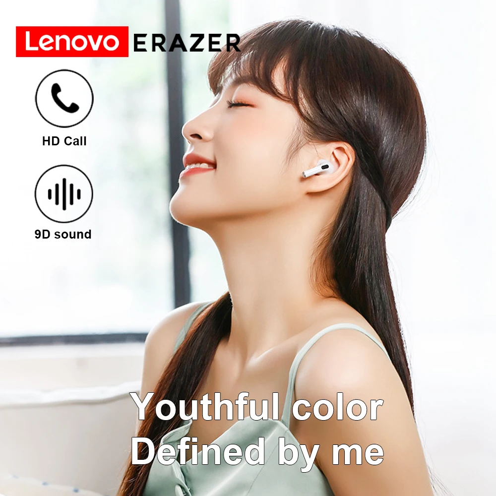 سماعات Lenovo ERAZER Original TWS اللاسلكية المزودة بتقنية البلوتوث، سماعات HiFi ذات الكمون المنخفض، سماعات رأس رياضية، تحكم باللمس، اتصال عالي الدقة