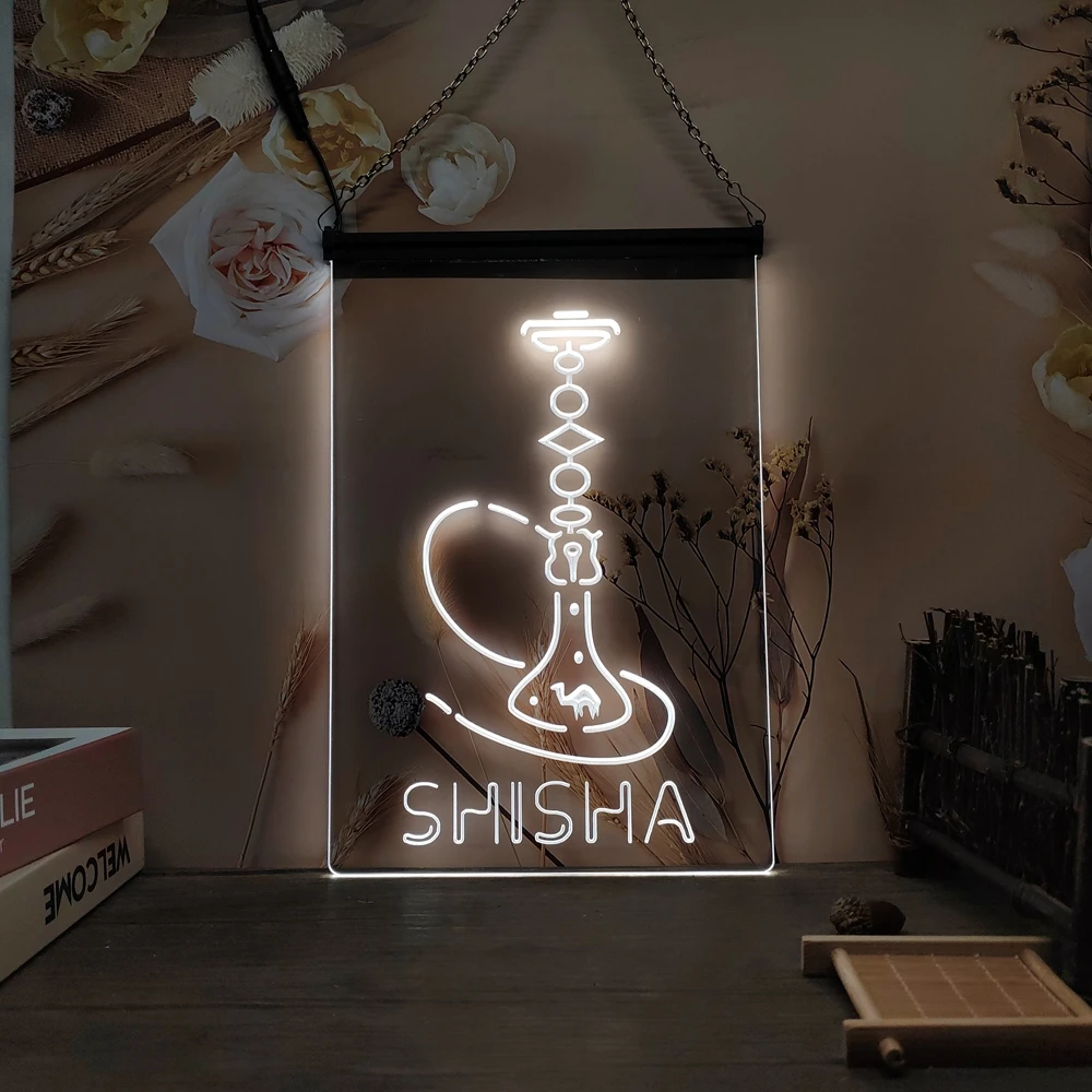 Image of Shisha Shisha Shop Home Room Man Cave Dekoration-3D Schnitzerei LED Neon Schild Home Decor Wand Hochzeit Kreatives Schlafzimmer Schreibtisch