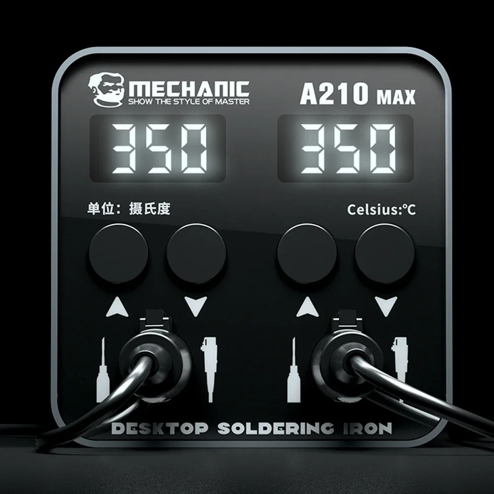 A210 Max Dual-station Constant Temperature Desktop Soldering Station C210 Handel Short Circuit Protection Welding Tools