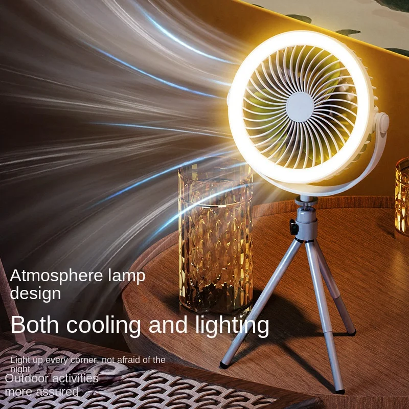 Outdoor Camping Fan Rechargeable in use