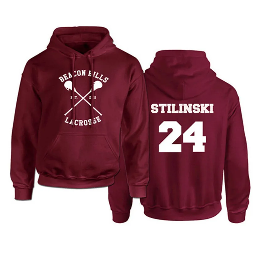 Mens Hoodies Teen Wolf Hoodie Men Stilinski 24 Lahey McCall Pullover Sweatshirt Male Print Hooded Hip Hop Hoodies Streetwear