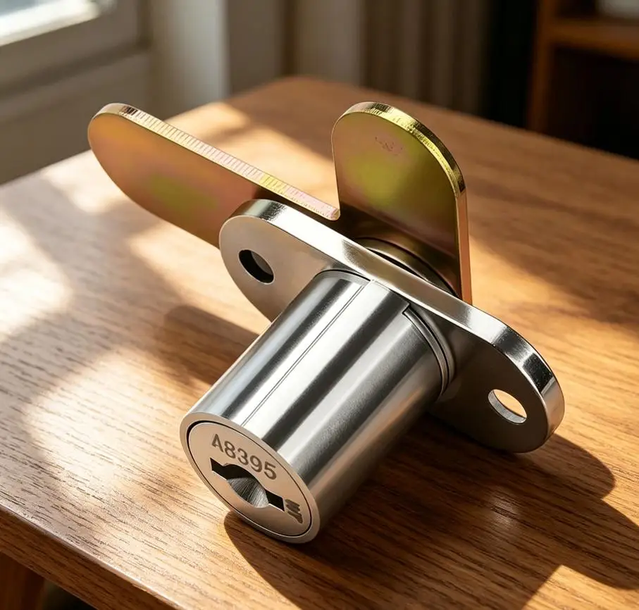 Three Tier Security Mechanism for Cabinet Doors with 7 Shaped Latch Design and 180 Degree Folding Key for Reliable Closure