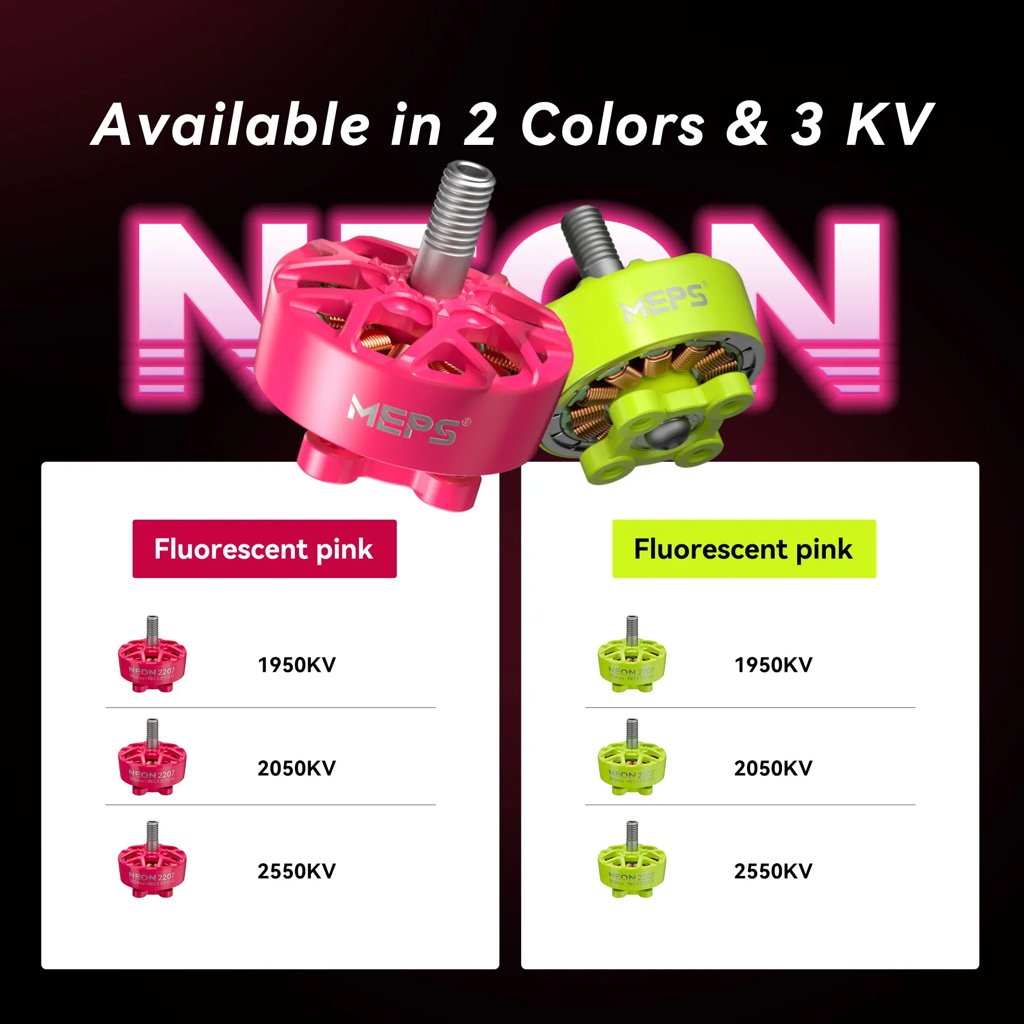 MEPS NEON 2207 FPV Motor for 5 inch Freestyle Drone 1950KV/2050KV/2550KV