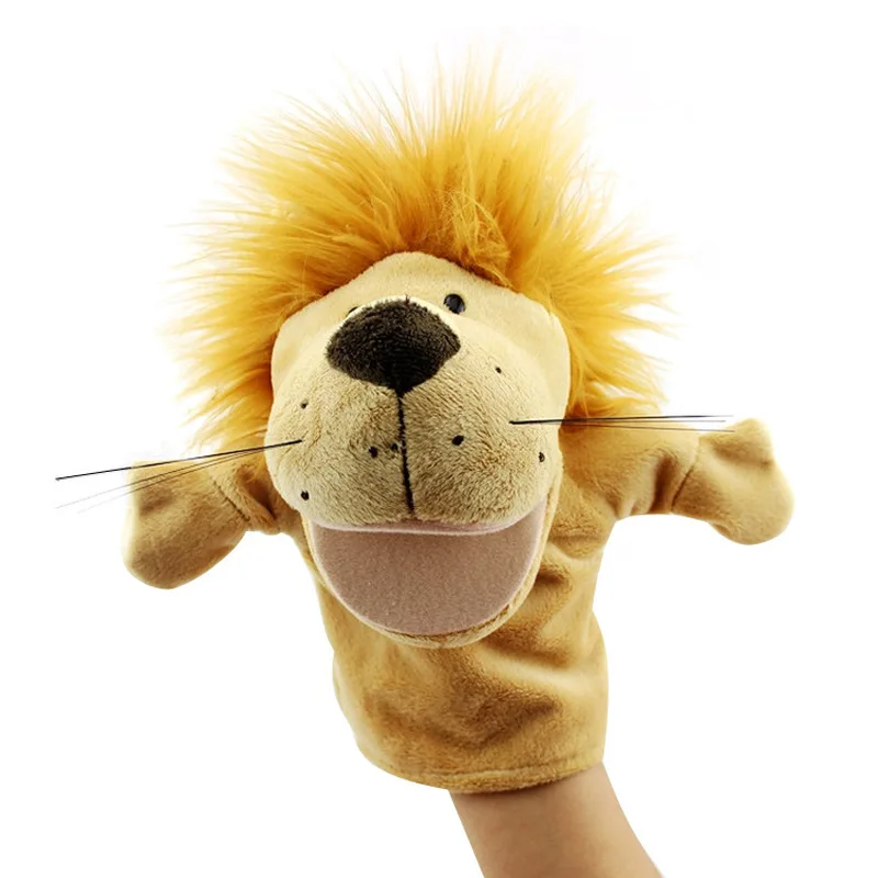 สัตว์หุ่นนิ้วมือตุ๊กตาPlush Hand Finger Storyหุ่นKawaiiตุ๊กตาของเล่นแบบโต้ตอบสิงโตช้างกระต่ายลิงของขวัญ