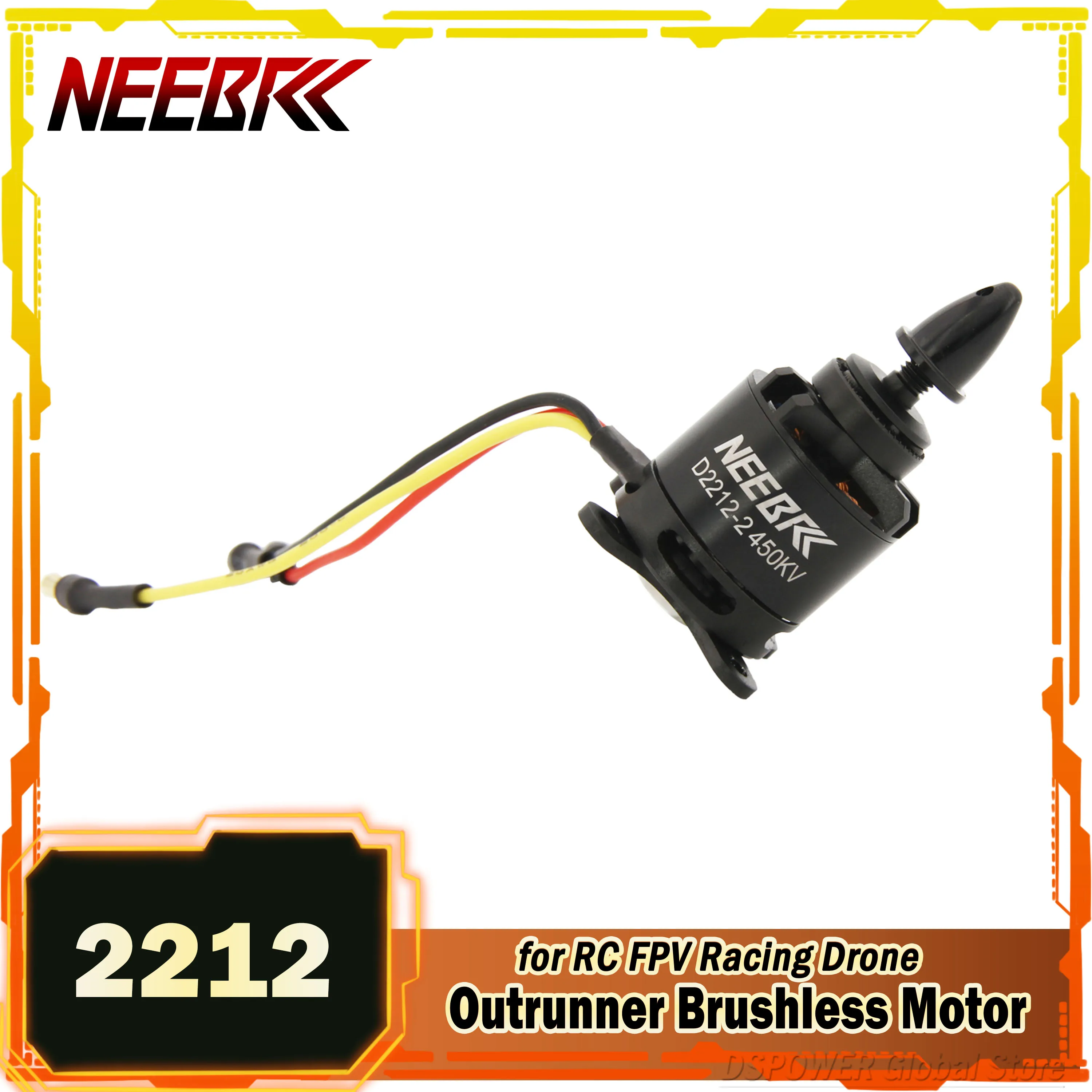 

NEEBRC 2212 2450KV RC Outrunner Brushless Motor 2-3S for FPV Fixed-Wing Drone Aircraft Multicopter 6040 Propeller Controller Toy