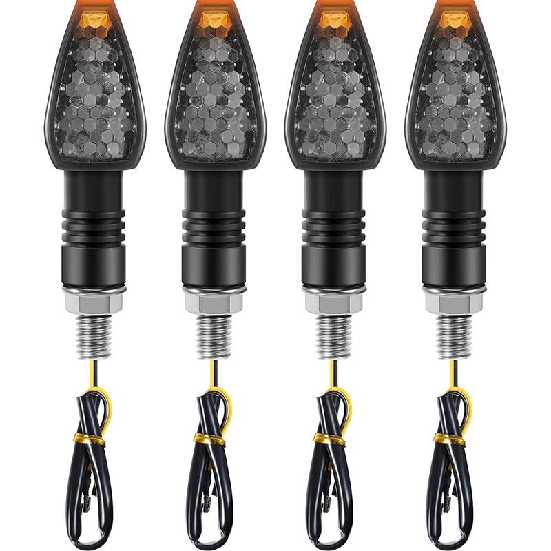 4 Pieces Motorcycle Indicators Flowing Turn Signal Lights 14 LED 12V Motorbike LED Indicator Blinker Amber Lamp