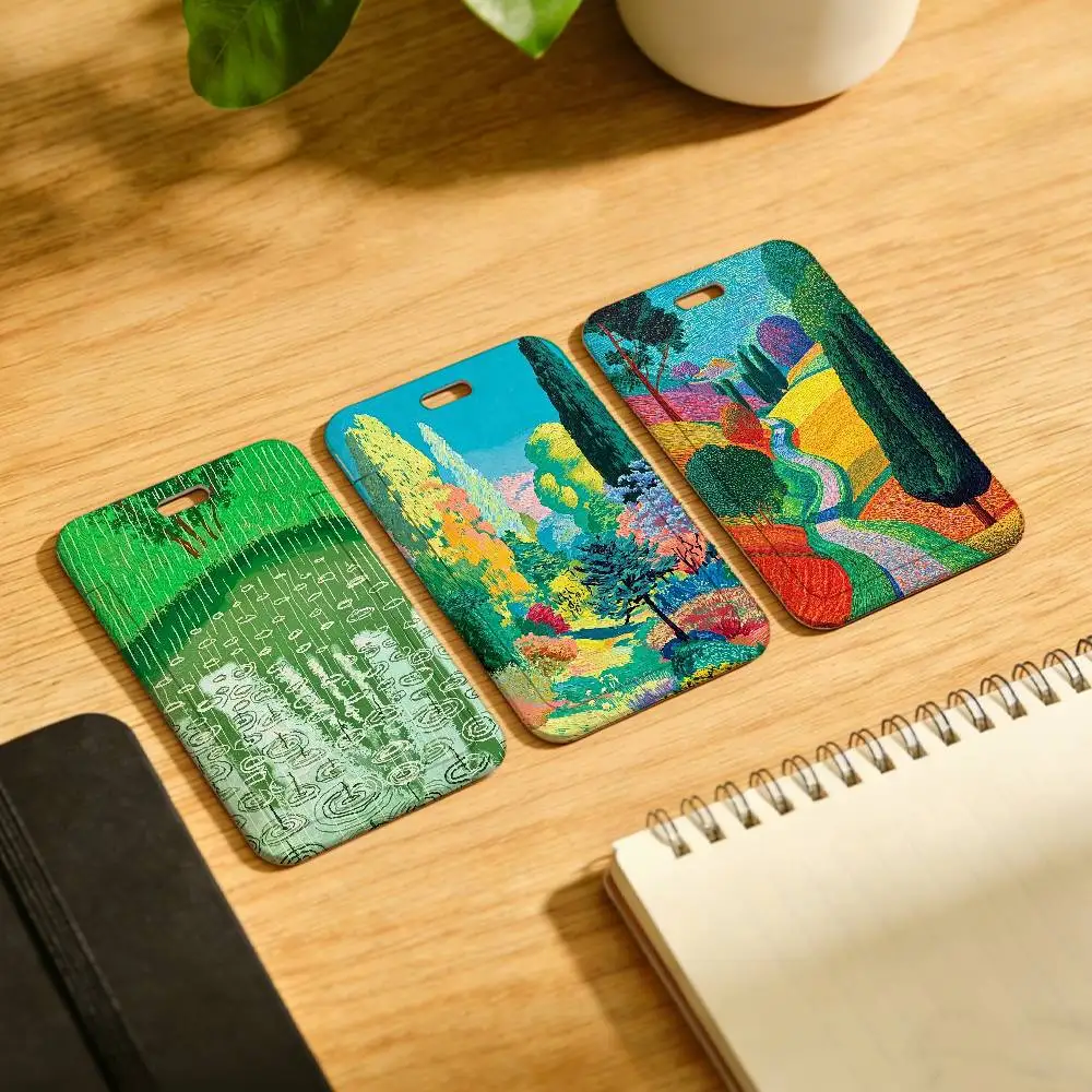 Art D-David Hockney Lanyard Pull Back Clip Holder and Card Holder Rotating Back ID Card Family Gift