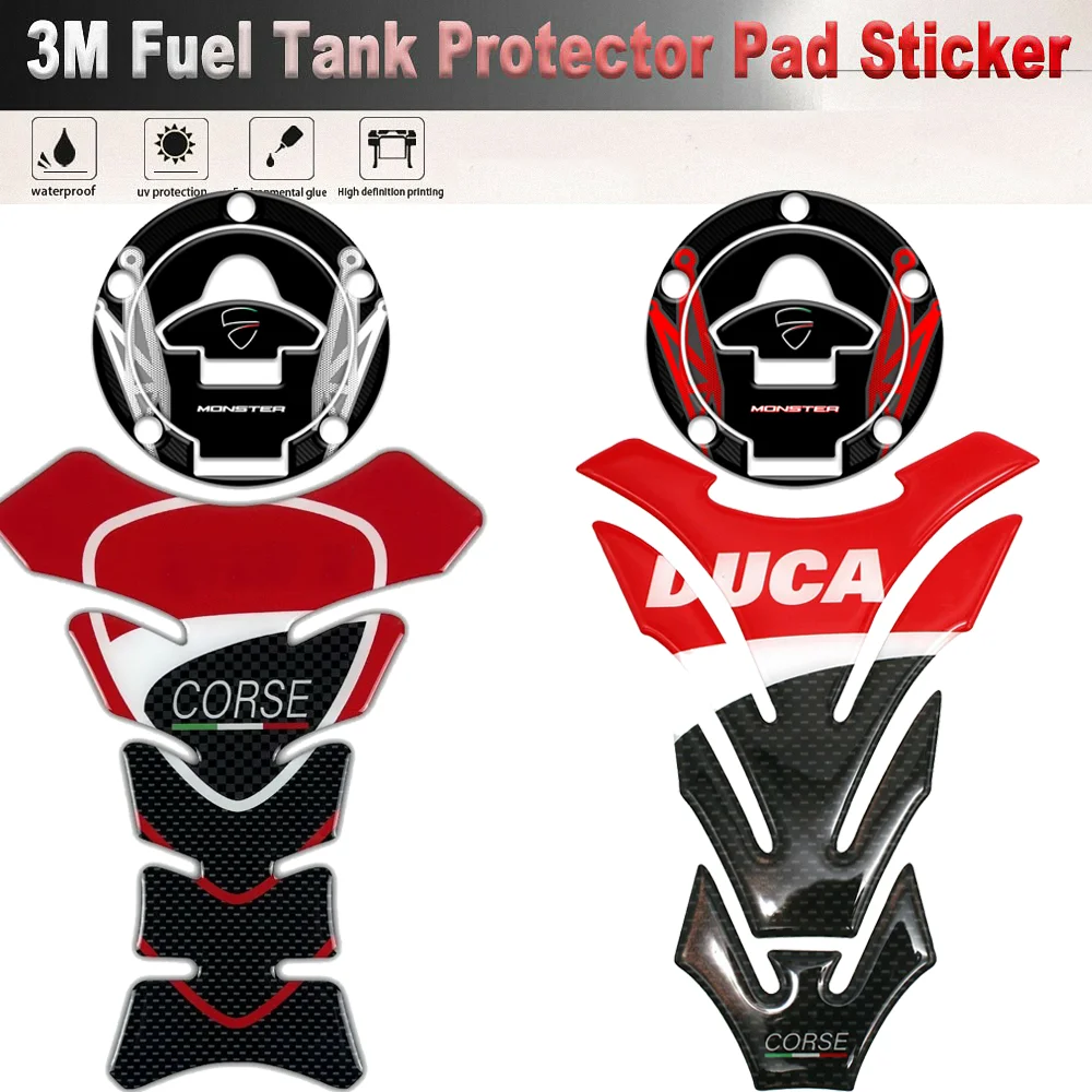 Untuk Ducati Monster Tank Pad stiker aksesori motor pelindung meliputi bagian Decal S2R 1200 950 937 900 821 800 797