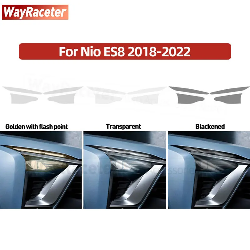 2 Pcs Car Headlight Protective Film Transparent Smoked Black TPU Sticker For NIO ES8 2018 2019 2020 2021 2022 Accessories