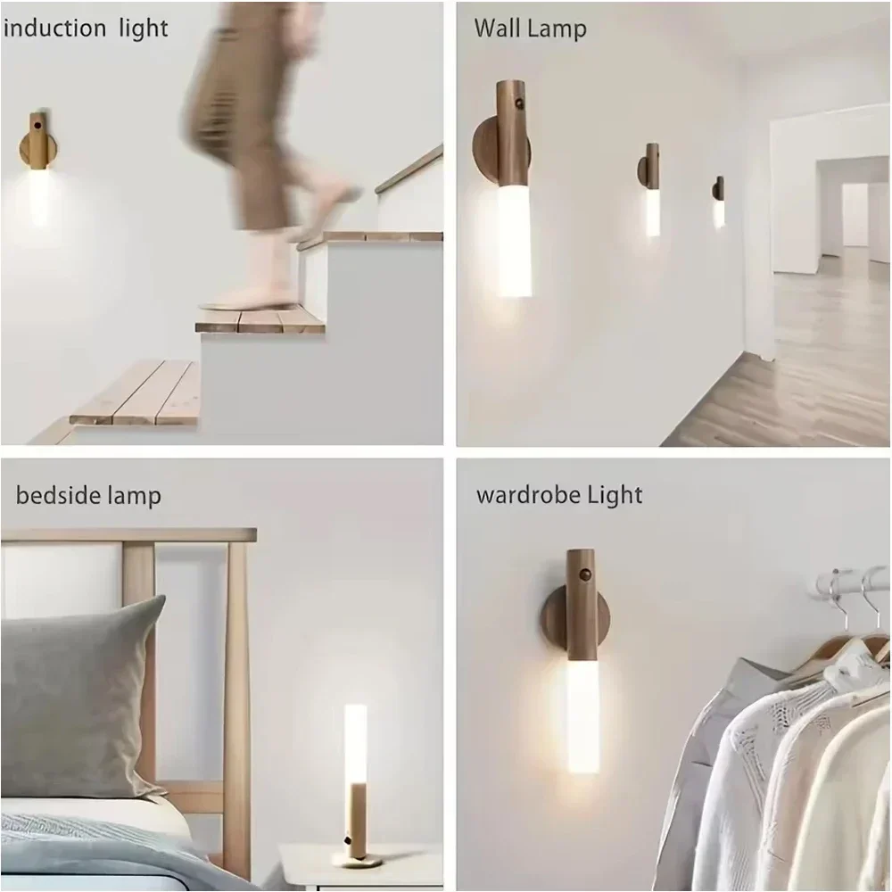 LED USB Night Light Magnetic Wall Lamp Kitchen Cabinet Closet Light Home Staircase Bedroom Table Move Lamp Bedside Lighting -1PC image 5