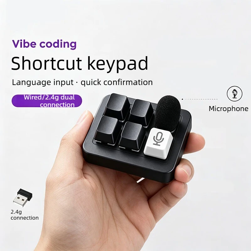 JEQLO AI Voice Input Mechanical Keyboard Customized Wireless Dual Mode 5keys Vibe Coding Microphone for Meeting Office Keyboard