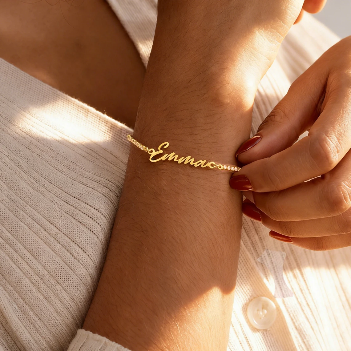 Personalized Custom Name Bling Zircon Chain Bracelet for Women Kid Stainless Steel Customized Name Bracelet Couples Jewelry Gift - view 5