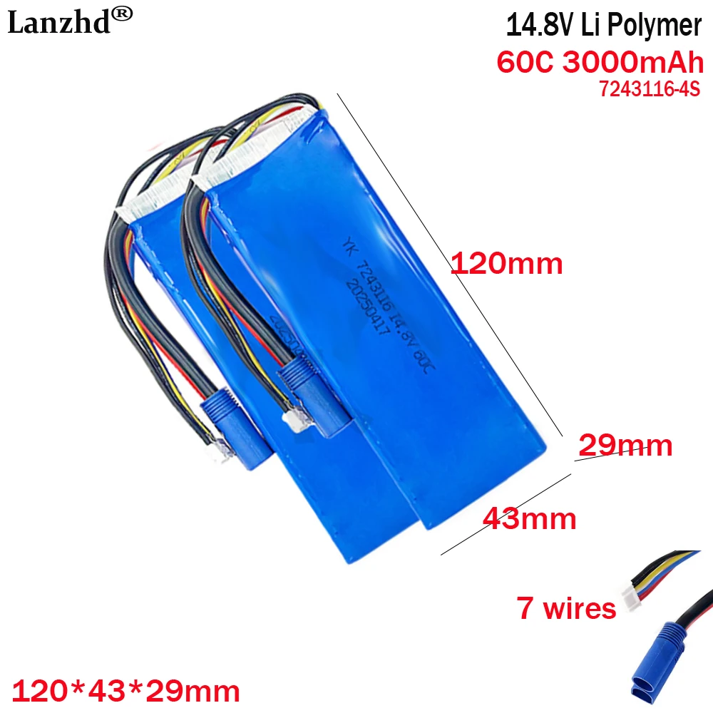 14.8V Lithium Battery 7243116 4S 3000mAh 60C High Rate for Automotive Emergency Start Power Polymer Battery