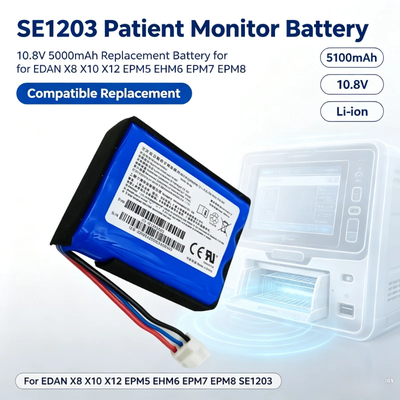 SE1203 10.8V 5100mAh Replacement Battery For EDAN X8 X10 X12 EPM5 EHM6 EPM7 EPM8 Patient Monitor
