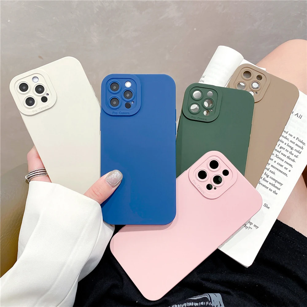 Luxury Soft Matte Phone Cover For iphone 11 12 13 Pro Max XS X XR 7 8 Plus SE 2020 12 13 Mini Candy Shockproof Bumper Back Cases