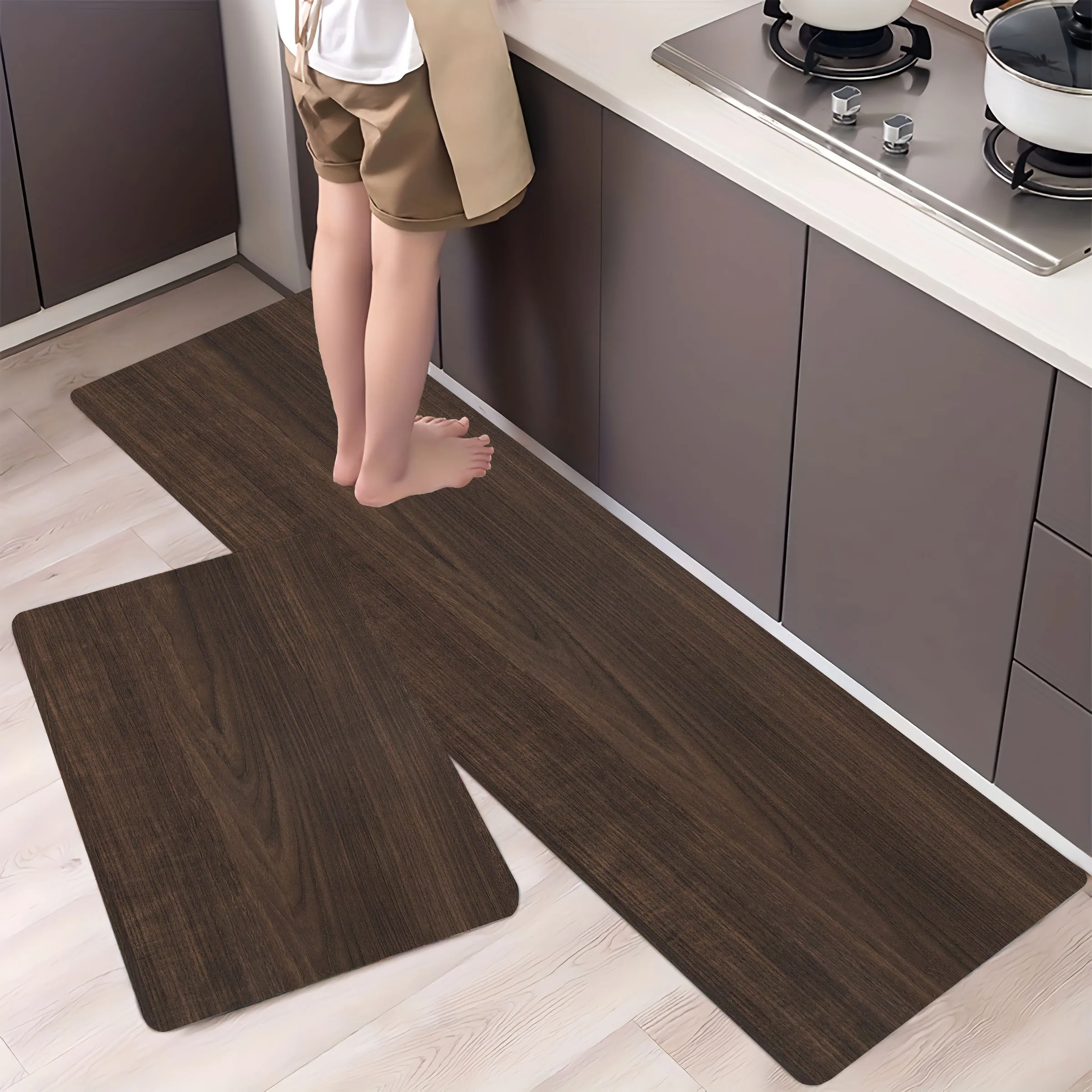 

Dark Color Wooden Texture Design Bathroom No-silp Doormat for Livingroom Entrance Decorative Accessories Pad Kitchen Bedroom Rug