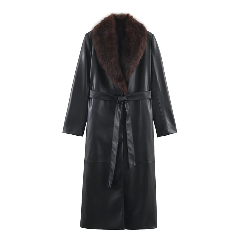 

2025 Winter New Women's Clothing, simple and fashionable, with a detachable collar, faux fur effect coat.
