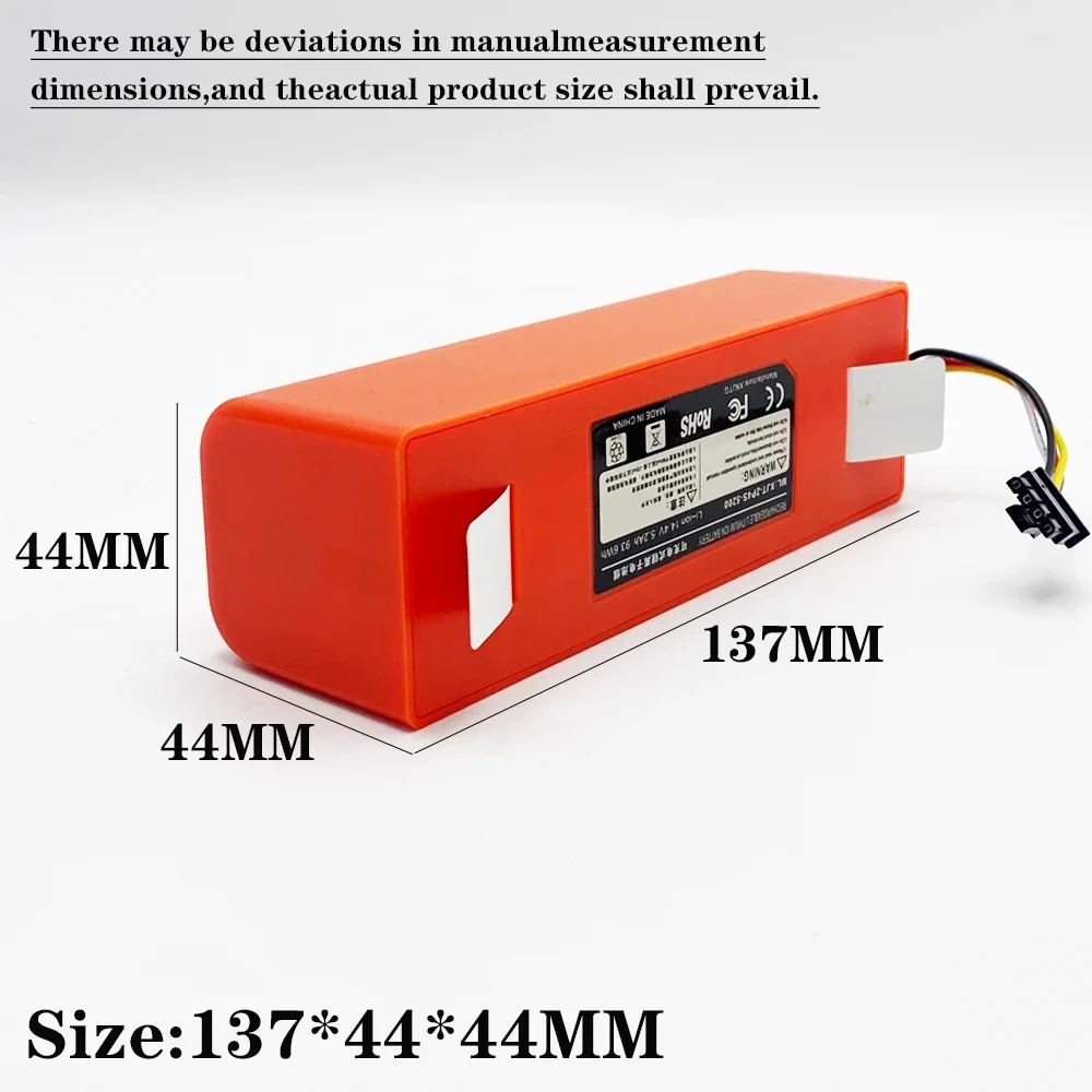 BRR-2P4S 14.4V 5200mAH Robotic Vacuum Cleaner Replacement Battery for Xiaomi Roborock S55 S60 S65 S50 S51 S5 MAX S6